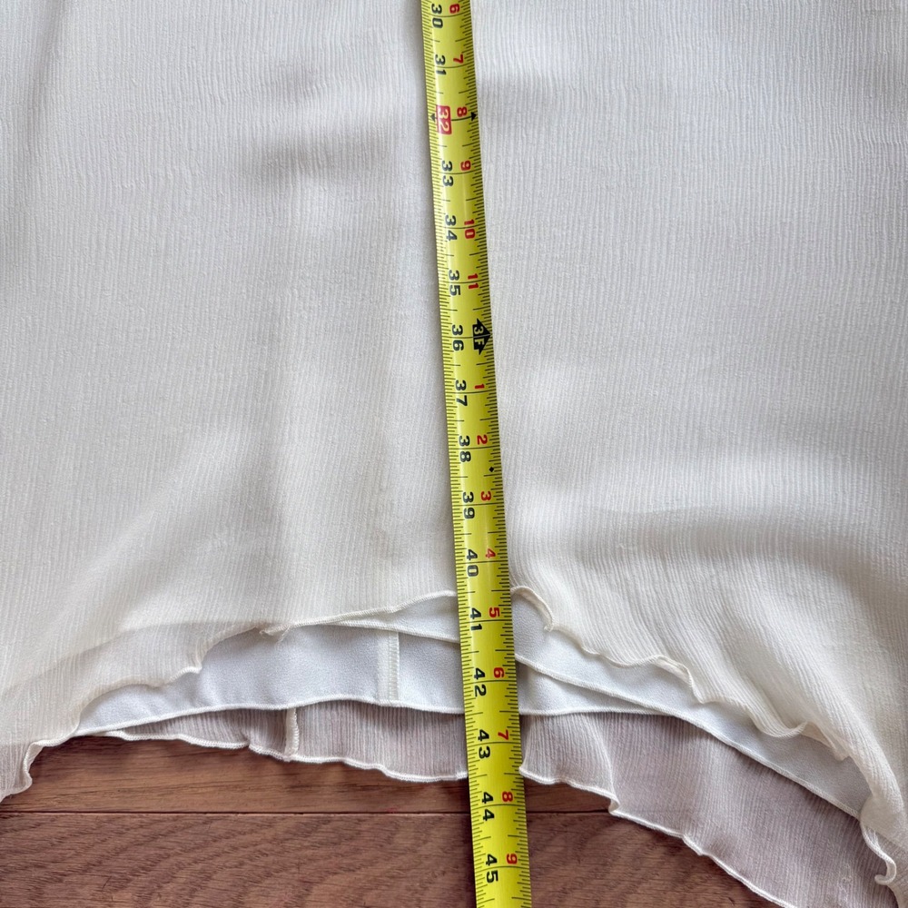 Hartnell Silk Cream Halter Maxi Ruffle Tiered Handkerchief Hem Cream White - Picture 6 of 7